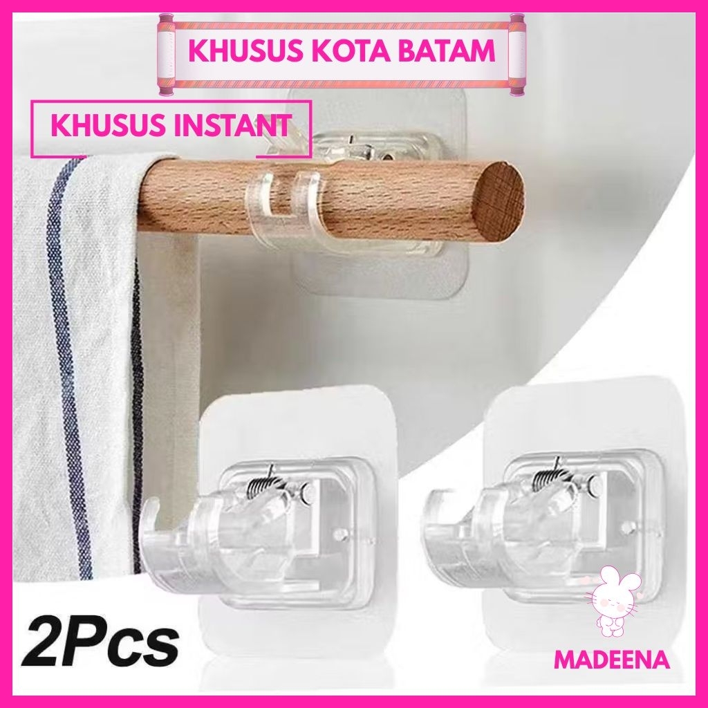 [INSTANT BATAM] Bracket Gorden Tempel Tanpa Bor - Transparan, Tahan Air, Mudah Dipasang