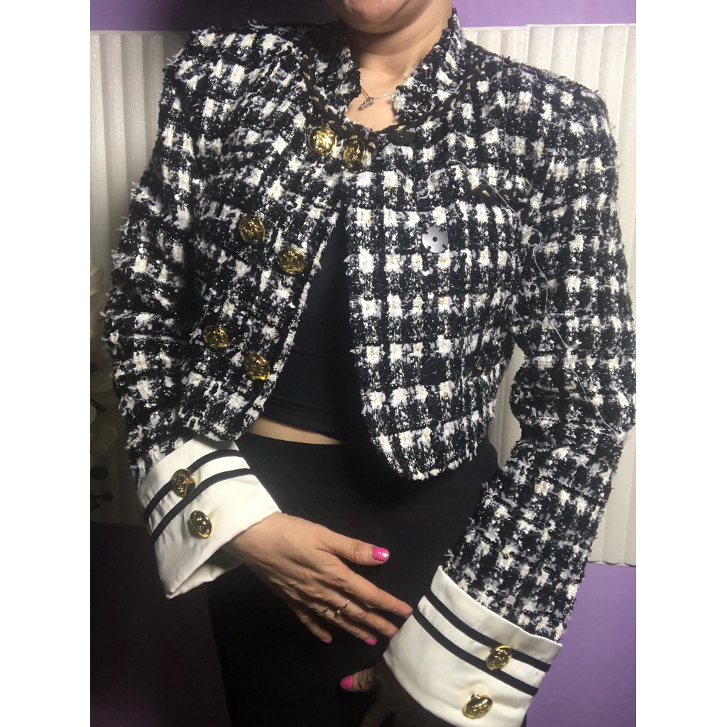 Blazer Tweed Crop Boucle Derek Lam 10 Crosby High Quality