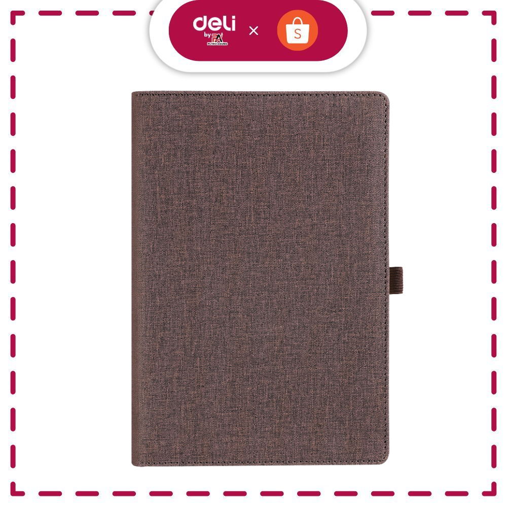 Deli EN118L Leather Cover Notebook A5 96 Sheets Buku Tulis Premium