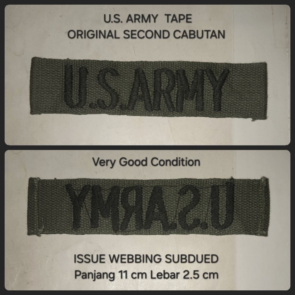 Patch Bordir Tab Us Army Subdued Webbing Original 4 OG107 BDU Jaket