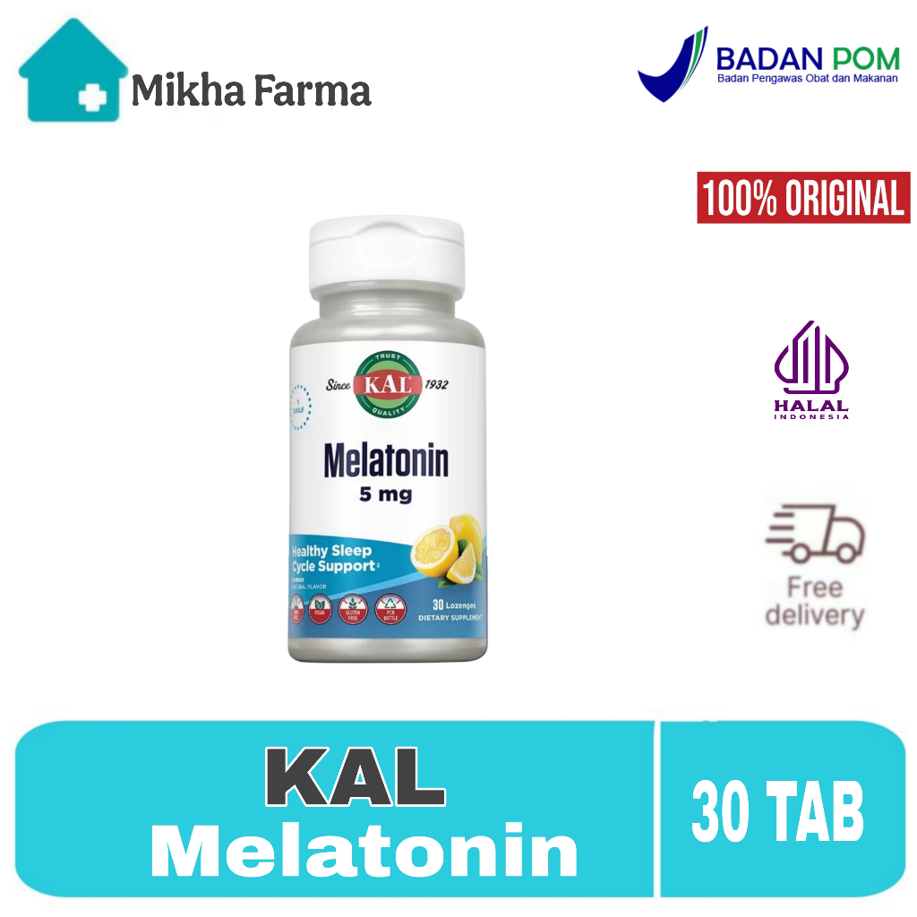 Kal Melatonin 5mg sleep aid lozenges supports quality sleep - 30 lozenges