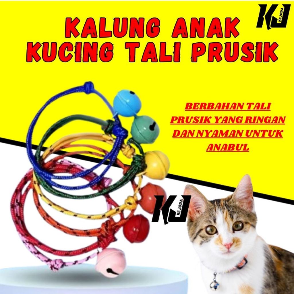 Kalung Anak kucing Tali Prusik / Kalung Kucing dengan Tali Panjang dan Tidak Mudah Putus