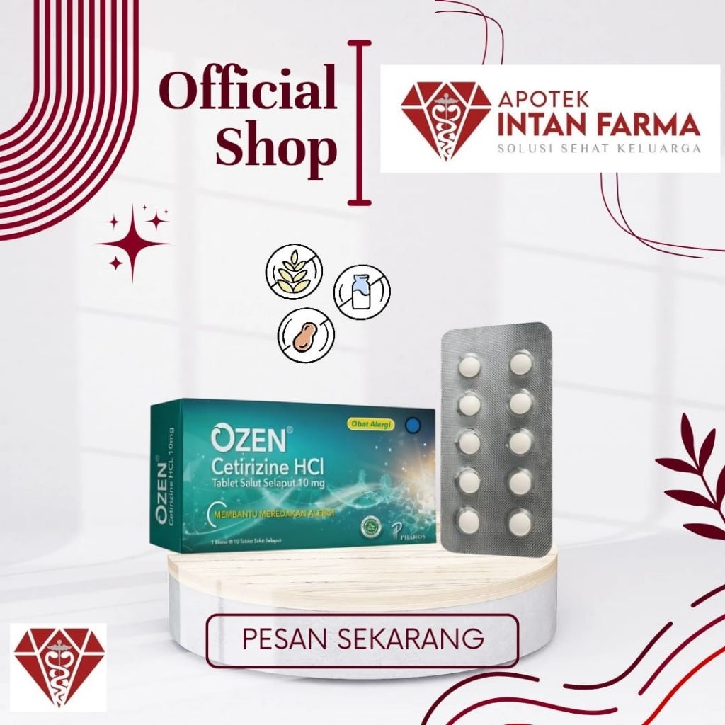 Ozen tablet cetirizine mengatasi alergi gatal 1 strip
