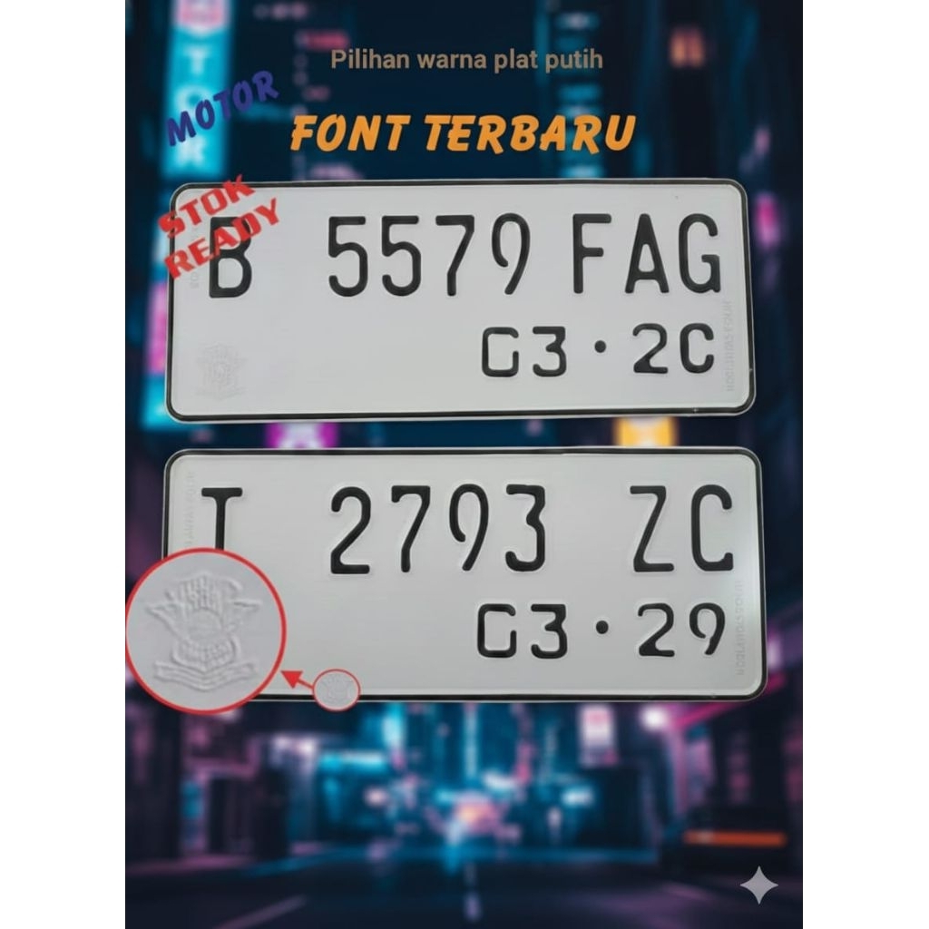 plat motor font terbaru warna putih sepasang