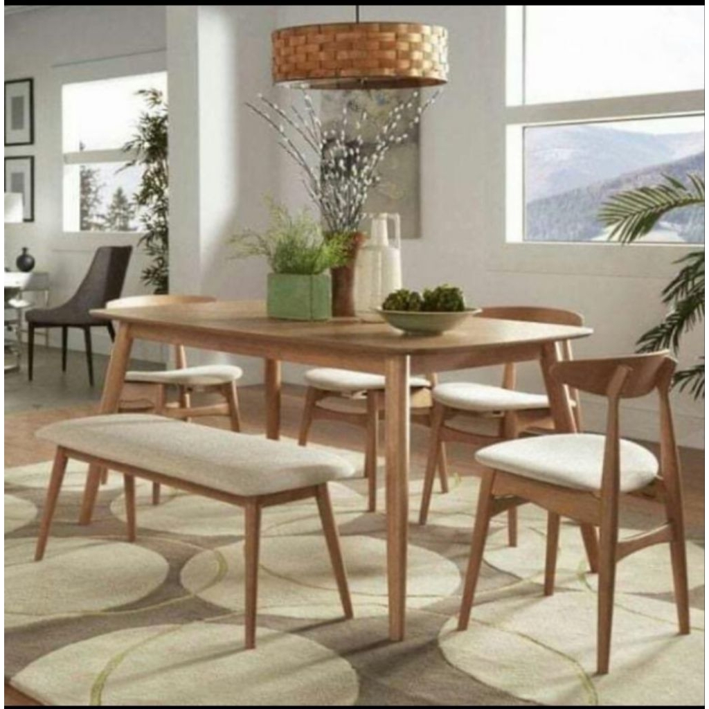 dining table minimalis jati, meja makan kayu jati perhutani