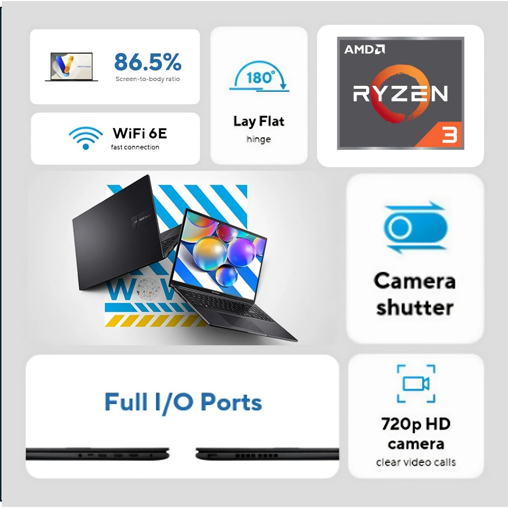 LAPTOP GAMING SLIM Asus Vivobook GO 14 E1404FA AMD Ryzen 3 7320U 8GB DDR5 512GB 14 Inch FHD Windows 