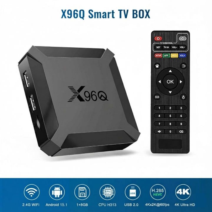 Erza X96Q Android TV Box 2GB/16GB – Smart TV Box 4K, YouTube & Netflix Lancar