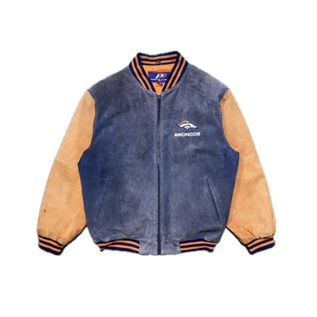 vintage leather jacket denver broncos / jacket varsity broncos / jacket vintage nfl