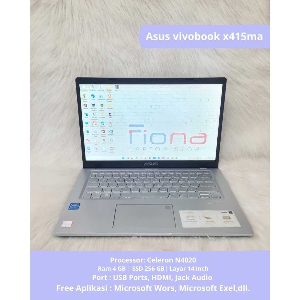 Laptop Asus Vivobook x415ma | Celeron N4020 | Ram 8gb SSD 256gb (p0107)
