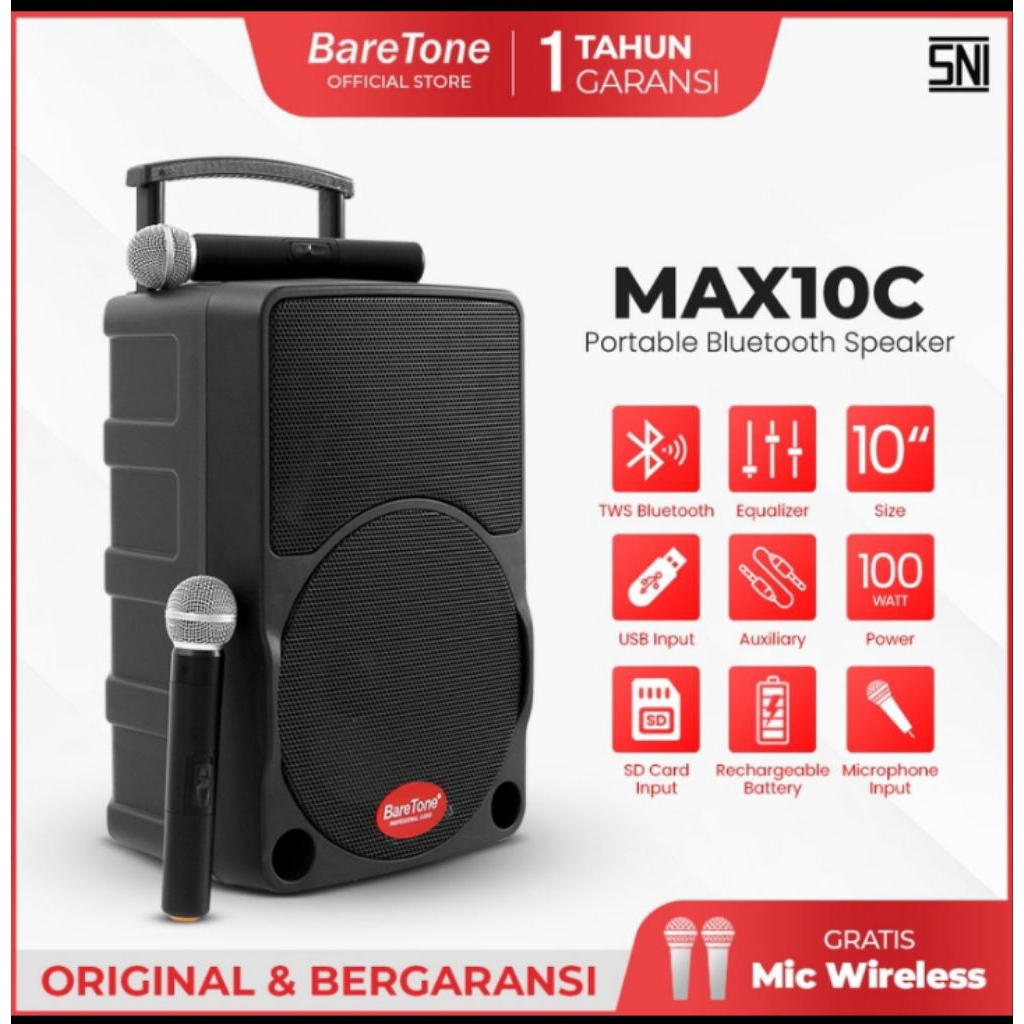 BARETONE AUDIO PORTABLE SPEAKER 10 INCH | MAX10C