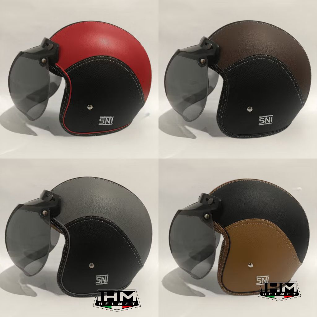 Helm Bogo Kulit Premium Busa Lepas pasang/Oringinal SNI/Termurah Shopee