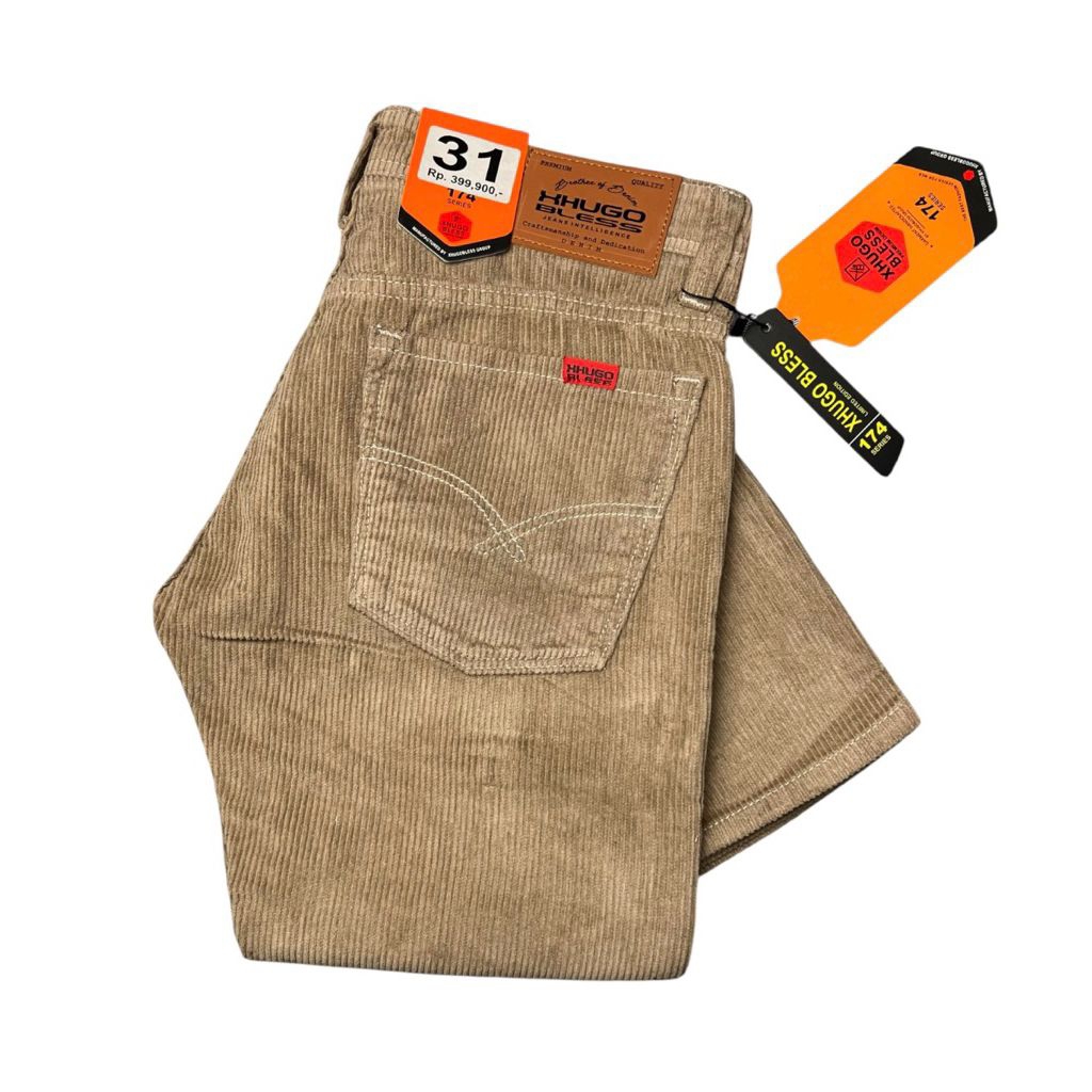 CELANA CORDUROY PIRA XHUGO BLESS PANJANG REGULER DENIM DISTRO