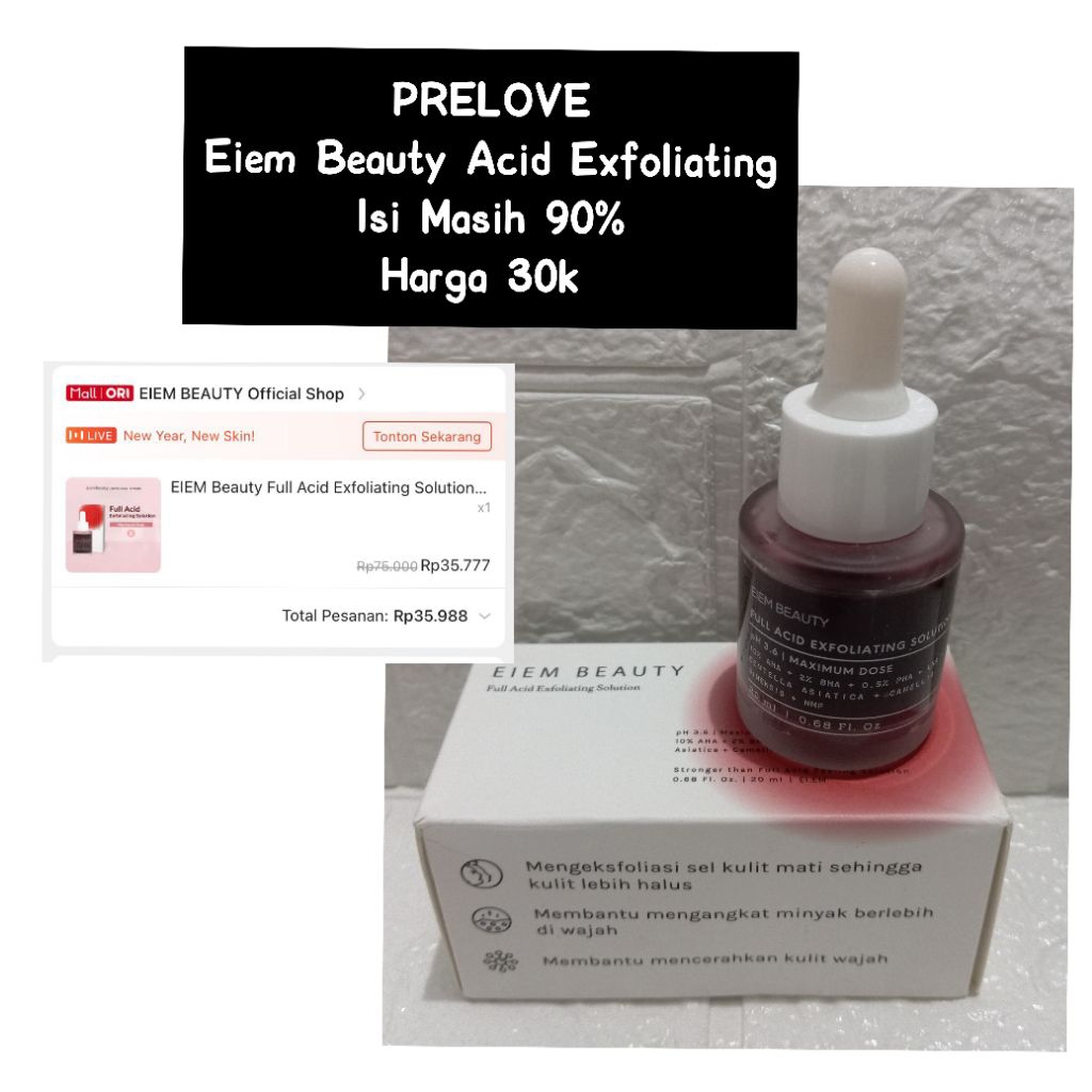 Serum Exfoliating/ Serum Eiem Beauty/ Serum Acid Exfoliating (PRELOVE)
