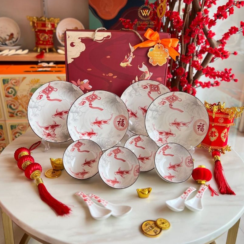 Hampers Imlek CNY 2026/ Parcel Imlek/ Hampers CNY/ Fish Prosperity Set/Set Piring & Mangkuk Hampers