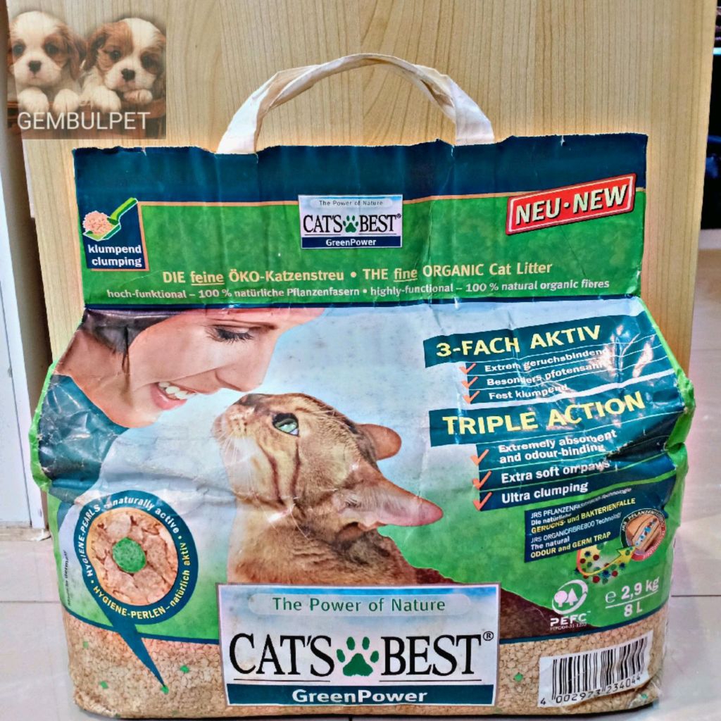 Pasir Kucing Gumpal Cat's Best Green Power 8L / 2.9kg Natural Organic