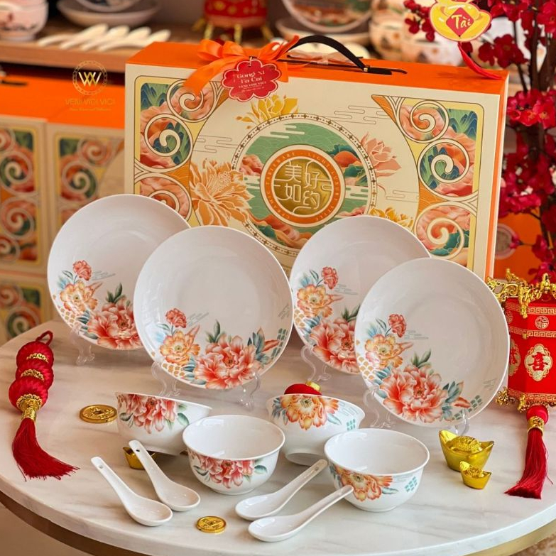 Hampers Imlek CNY 2026/ Parcel Imlek/ Hampers CNY/ Imperial Peony Set/Set Piring & Mangkuk Hampers