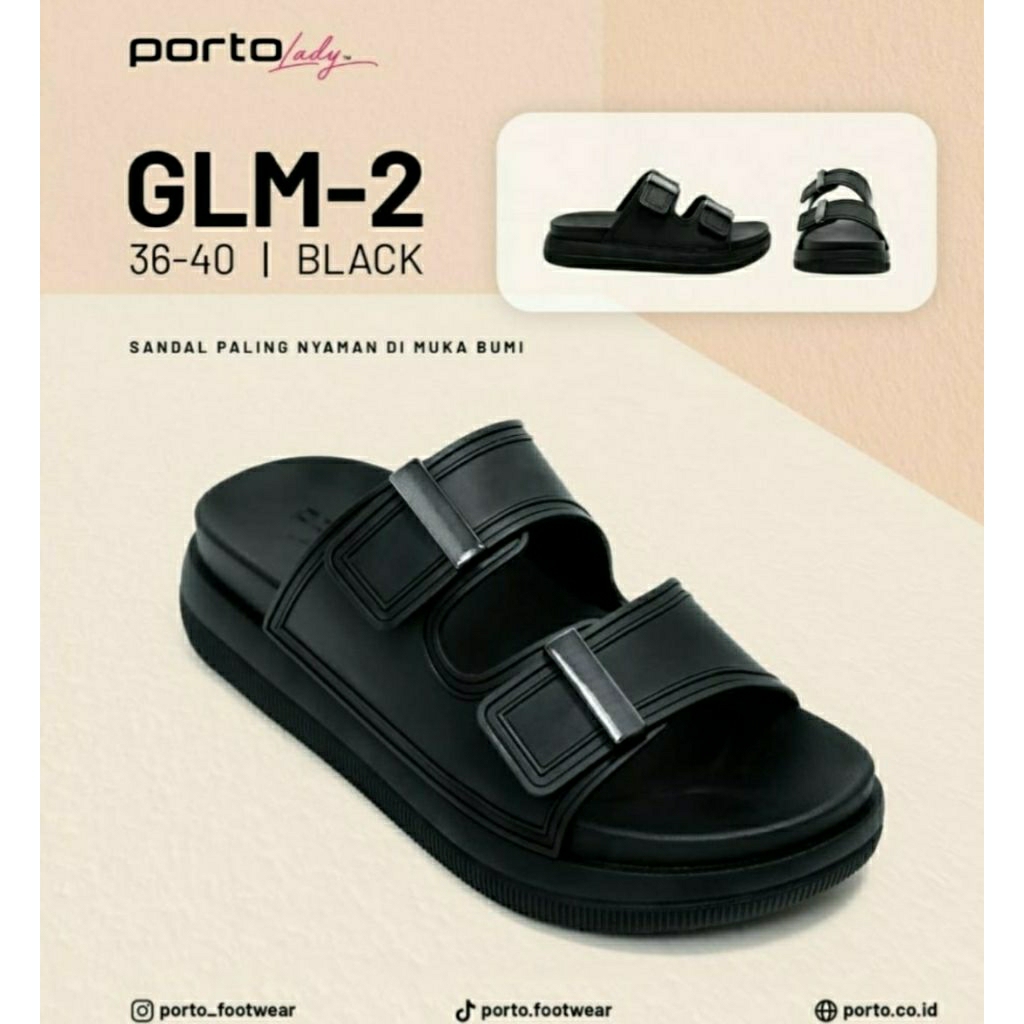SANDAL WANITA PORTO LADY GLM 02 HITAM