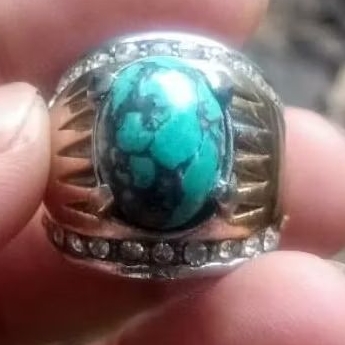 Batu Akik Pirus Hijau Urat Hitam Persia