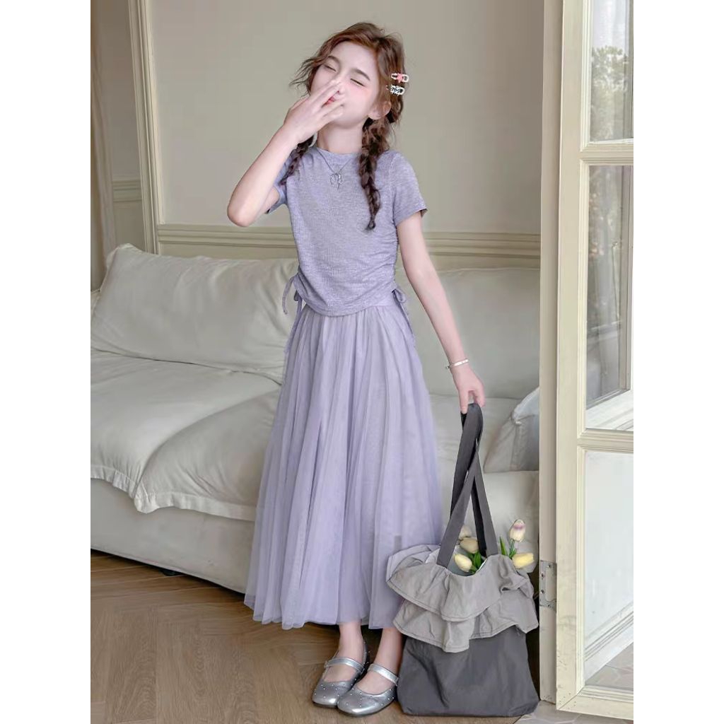 setelan anaknungu lilac tutu tile import abg muslimah lebaran midi skirt rok panjang