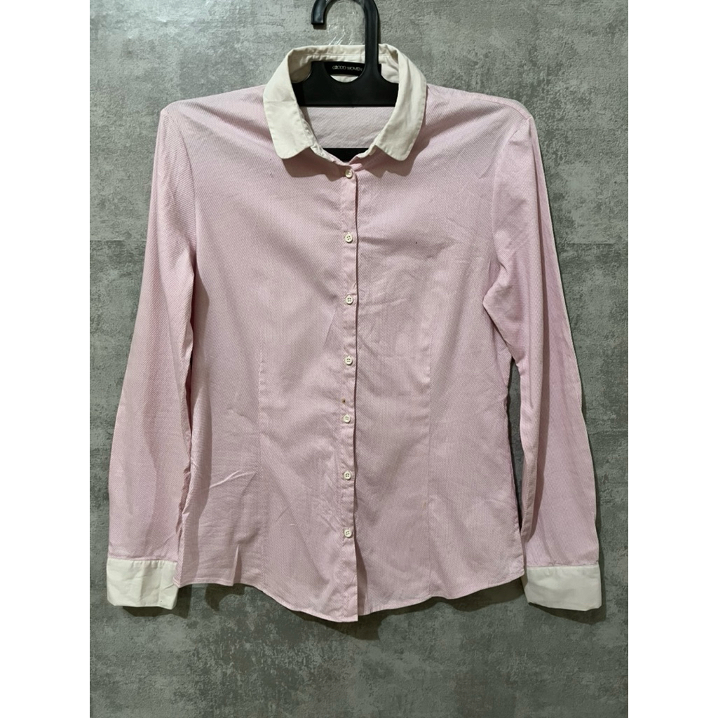 Kemeja salur pink