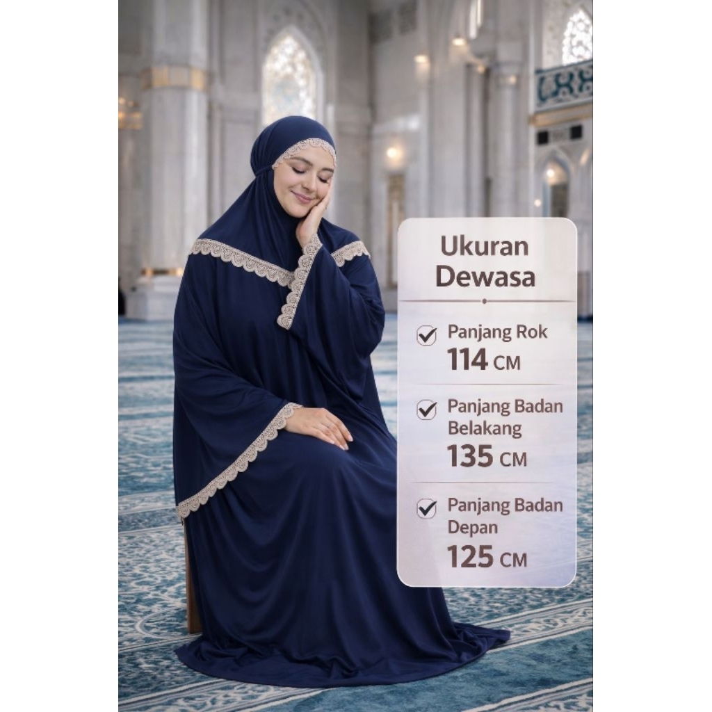 Mukena Free Tas Wanita Dewasa Bahan Jersy Serena Bervariasi Renda Tile Prada