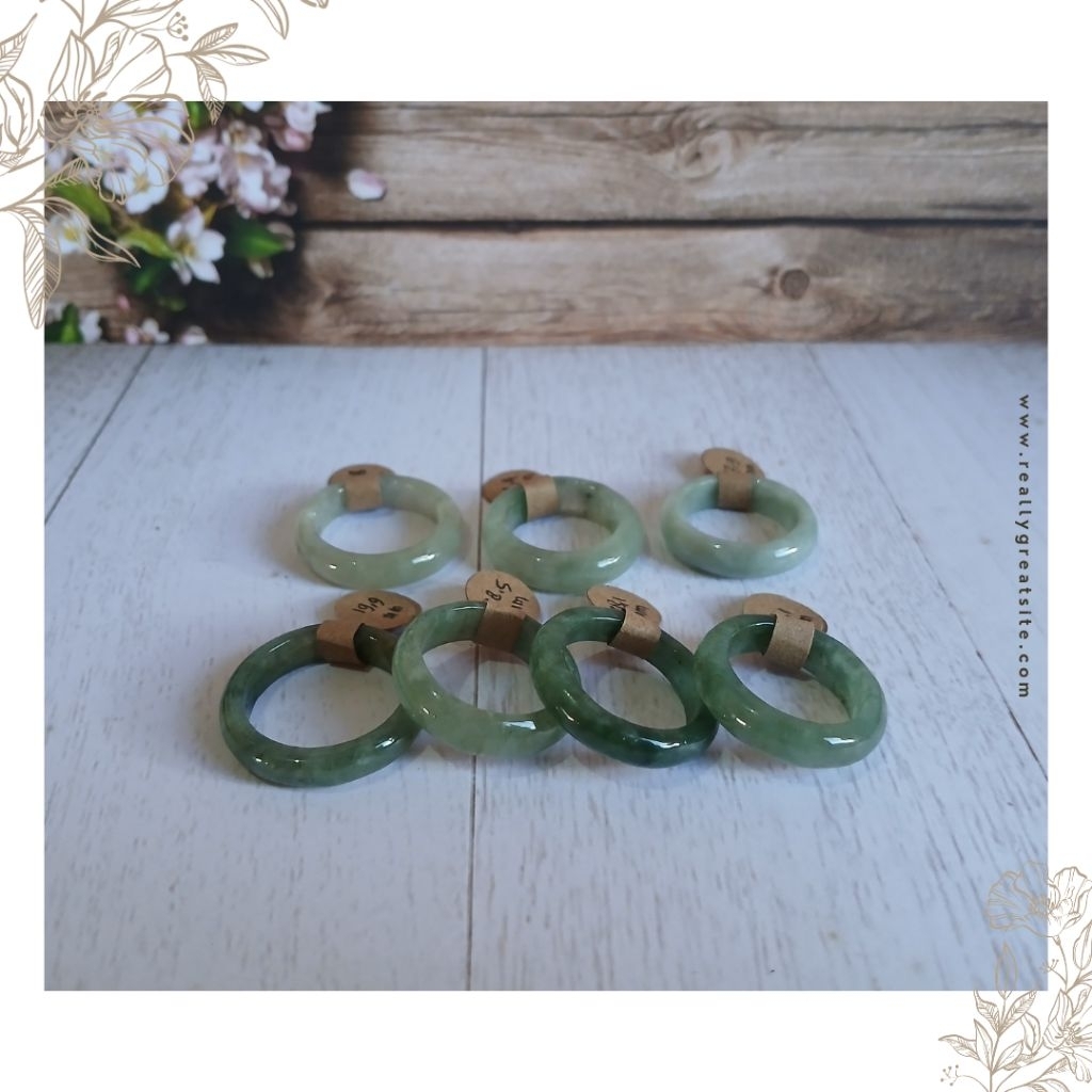 Cincin Giok Asli Burma Tebal Hijau Sungai