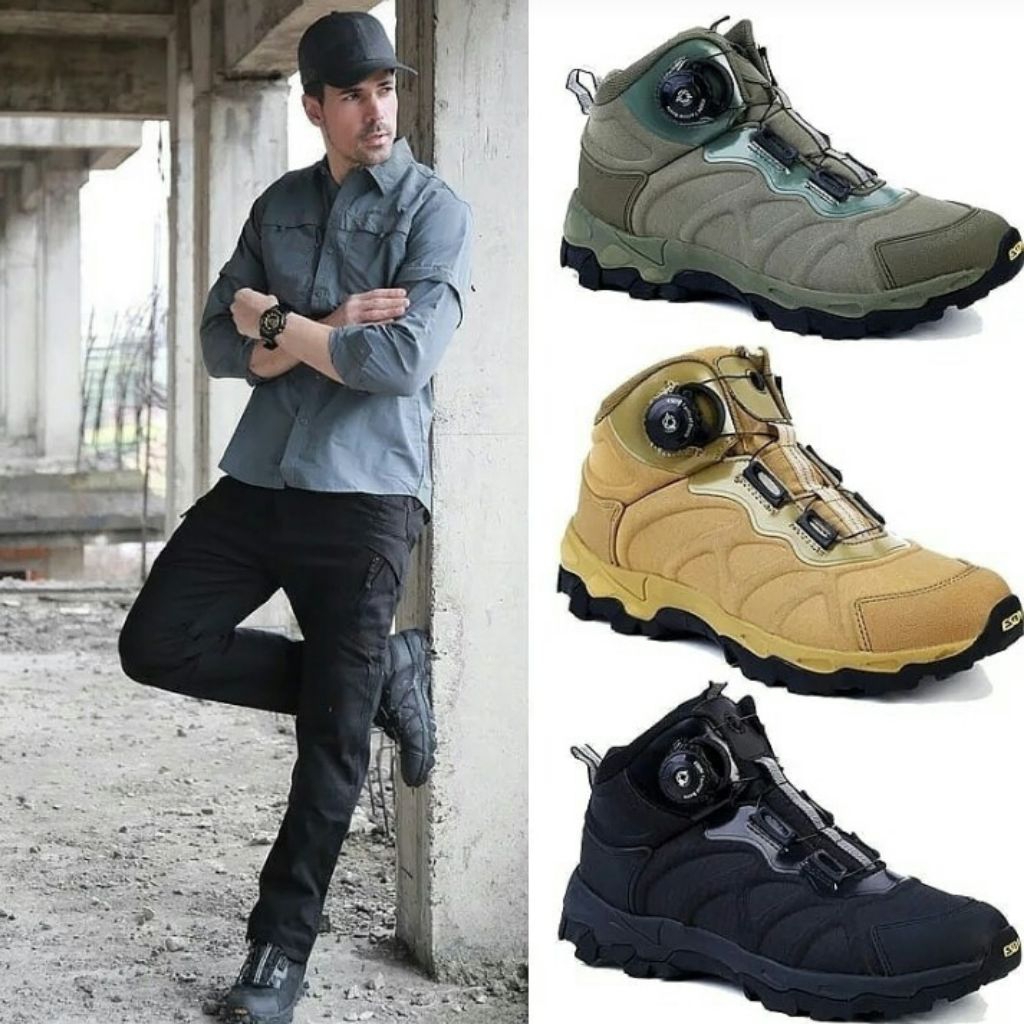 sepatu tactical hikong  oudoor esdy tali Putat hitam 6 inch