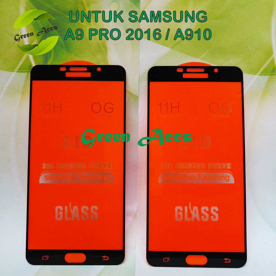 ANTI GORES UNTUK ( SAMSUNG A9 PRO 2016 / A910 ) LAYAR PENUH LIST HITAM TEMPERED GLASS KACA FULL LEM 