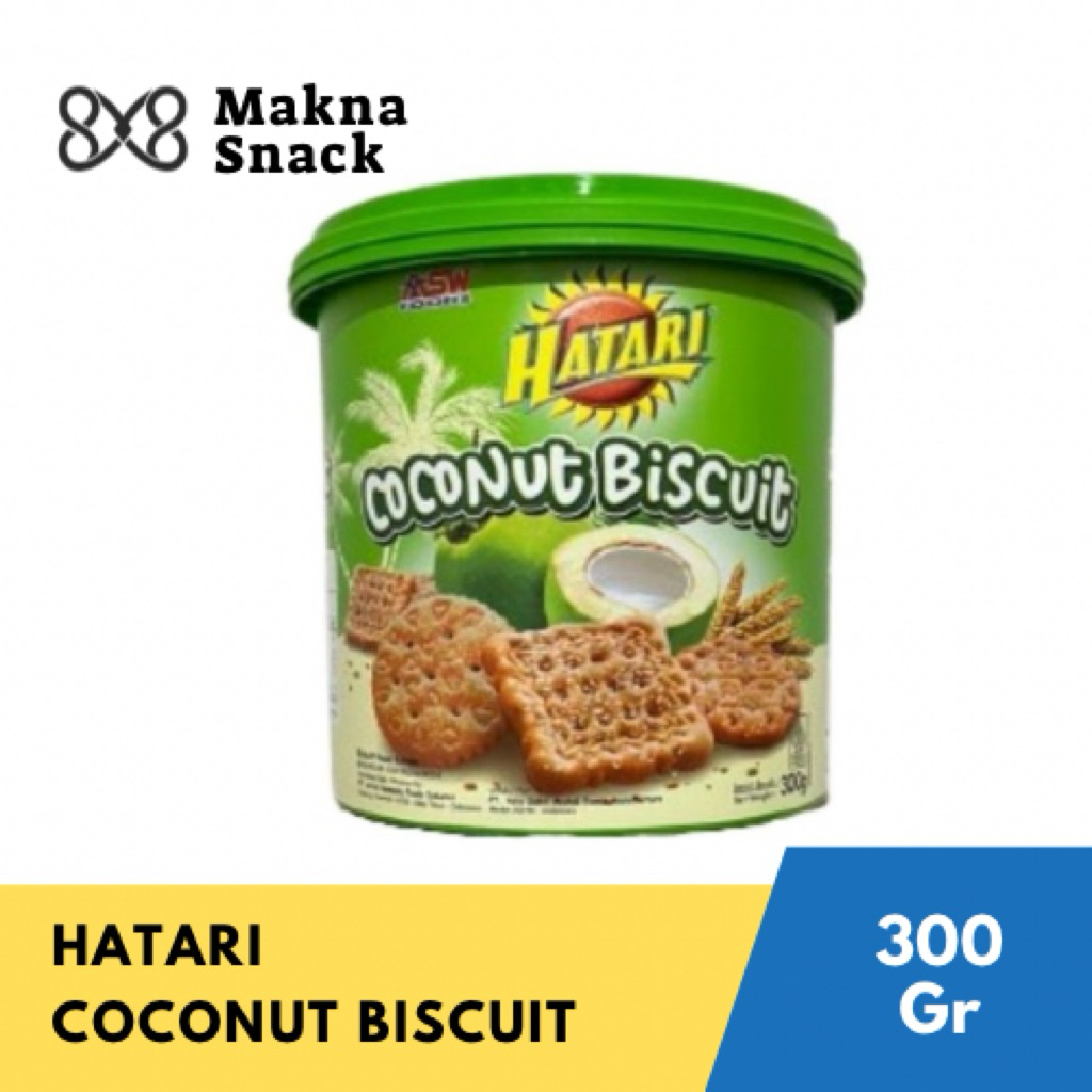 HATARI COCONUT BISCUIT BISKUIT KELAPA KEMASAN TOPLES / TIMBA 300grt