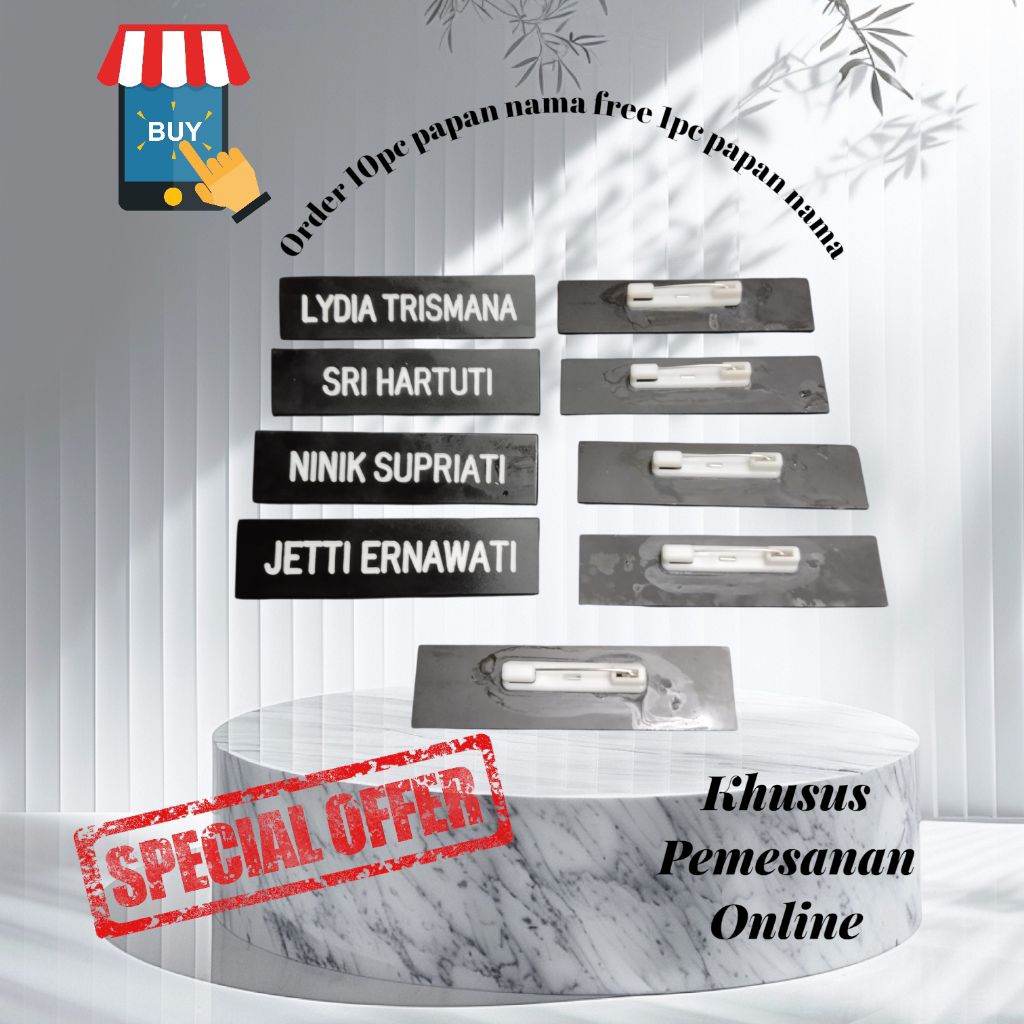 name tag papan nama dada PNS grafir hitam doff -peniti ready stock