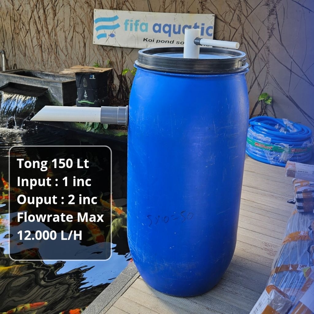 Tong filter besar 150 liter penjernih kolam koi
