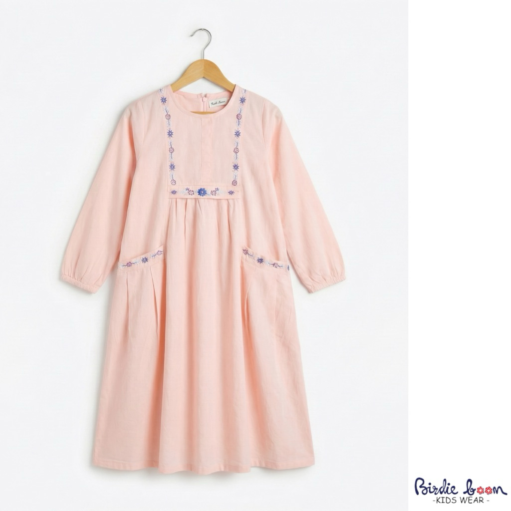 Birdie Boom - Muslim Dress Peach for Kids/ Gamis Muslim Anak warna Peach