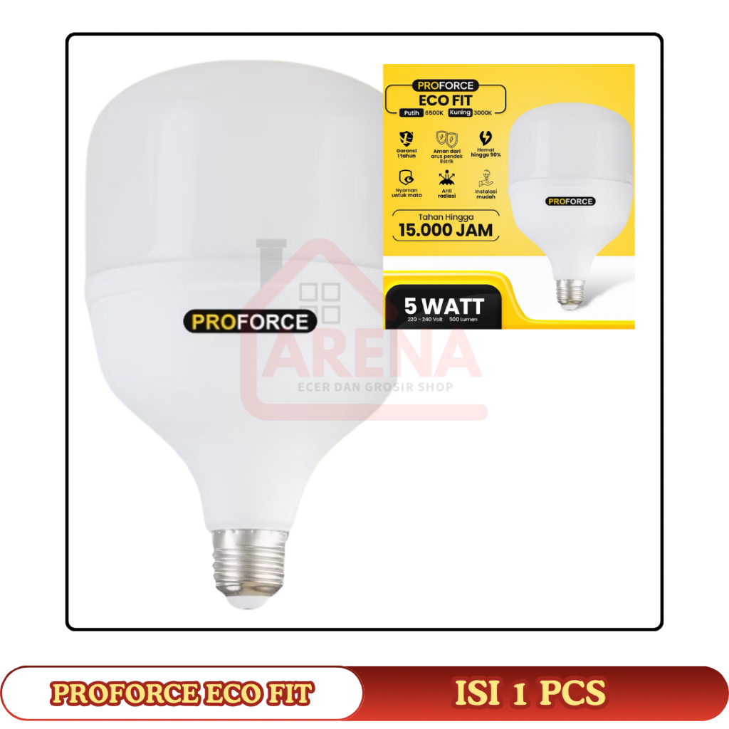 Lampu Bohlam LED T Bulb Proforce LED Kapsul TBulb 5W 10Watt 15 W 20 Watt 30Watt Cahaya Putih