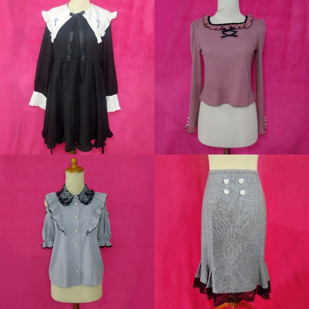 (Baca Deskripsi) Kumpulan baju atasan blouse kemeja rok bawahan jirai kei ryousangata suna kei kawai