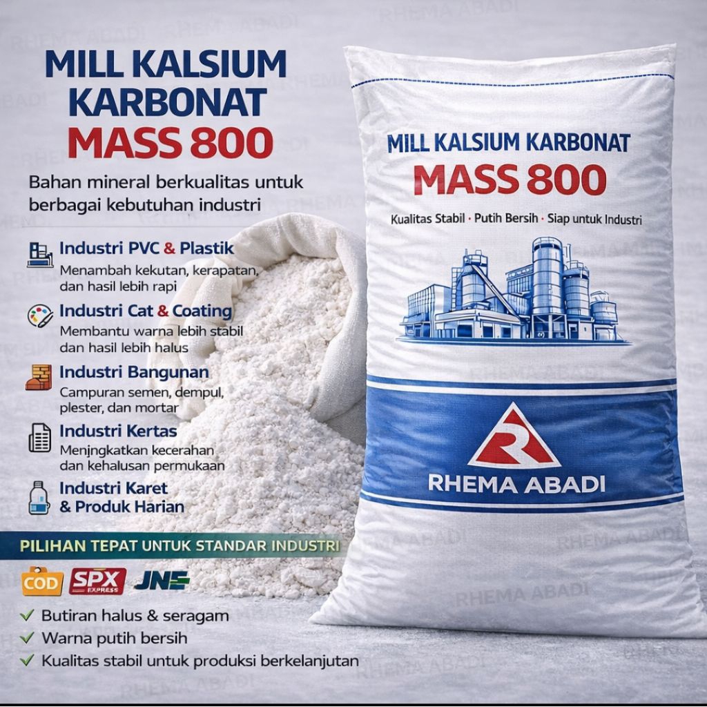 Kalsium Karbonat CaCO3 Mesh 800 | Tepung Kapur Halus | Bahan Bangunan Industri Pakan | Ready Stock C