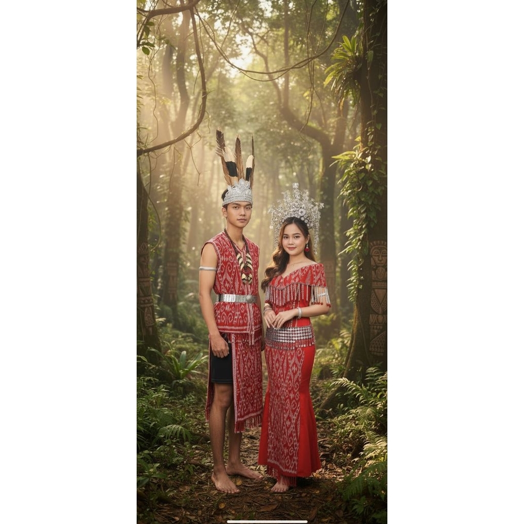 baju adat dayak iban fullset