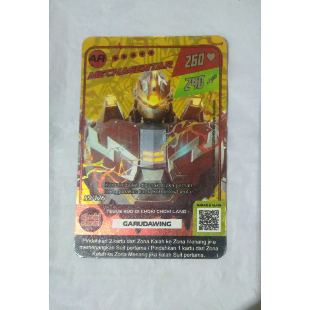 KARTU TRADING BOBOIBOY AR MECHAGENTAR