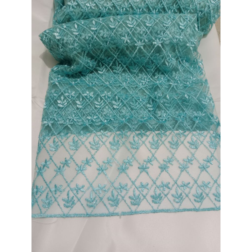 Bahan Kain tile kotak bunga bordir / kain tile bunga bordir korean