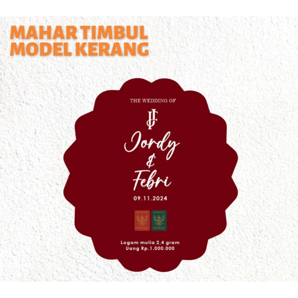 Mahar Model Kerang Akrilik Dekorasi Mahar Akrilik Huruf Timbul