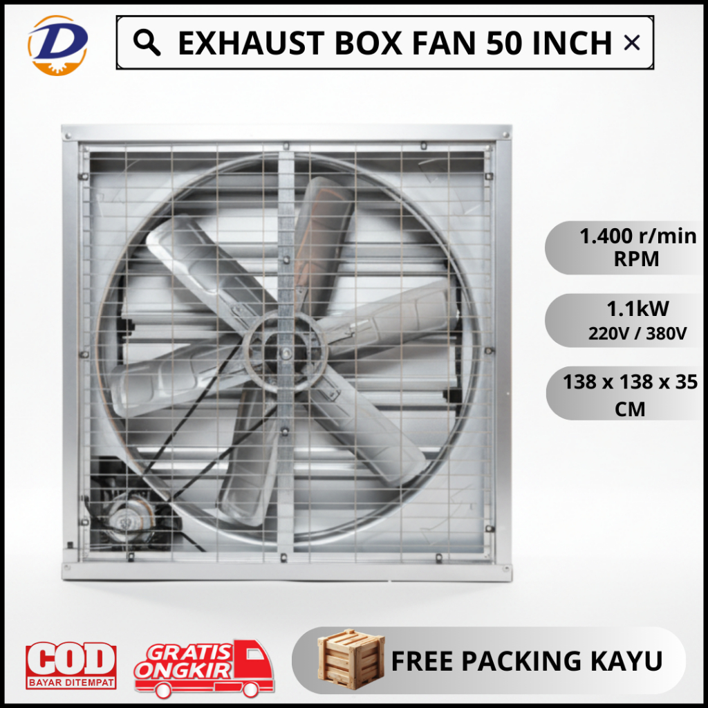 [ BEST SELLER ] EXHAUST BOX FAN 50 INCH GALVANIS -  Cocok untuk kandang ayam || Industrial || Restor