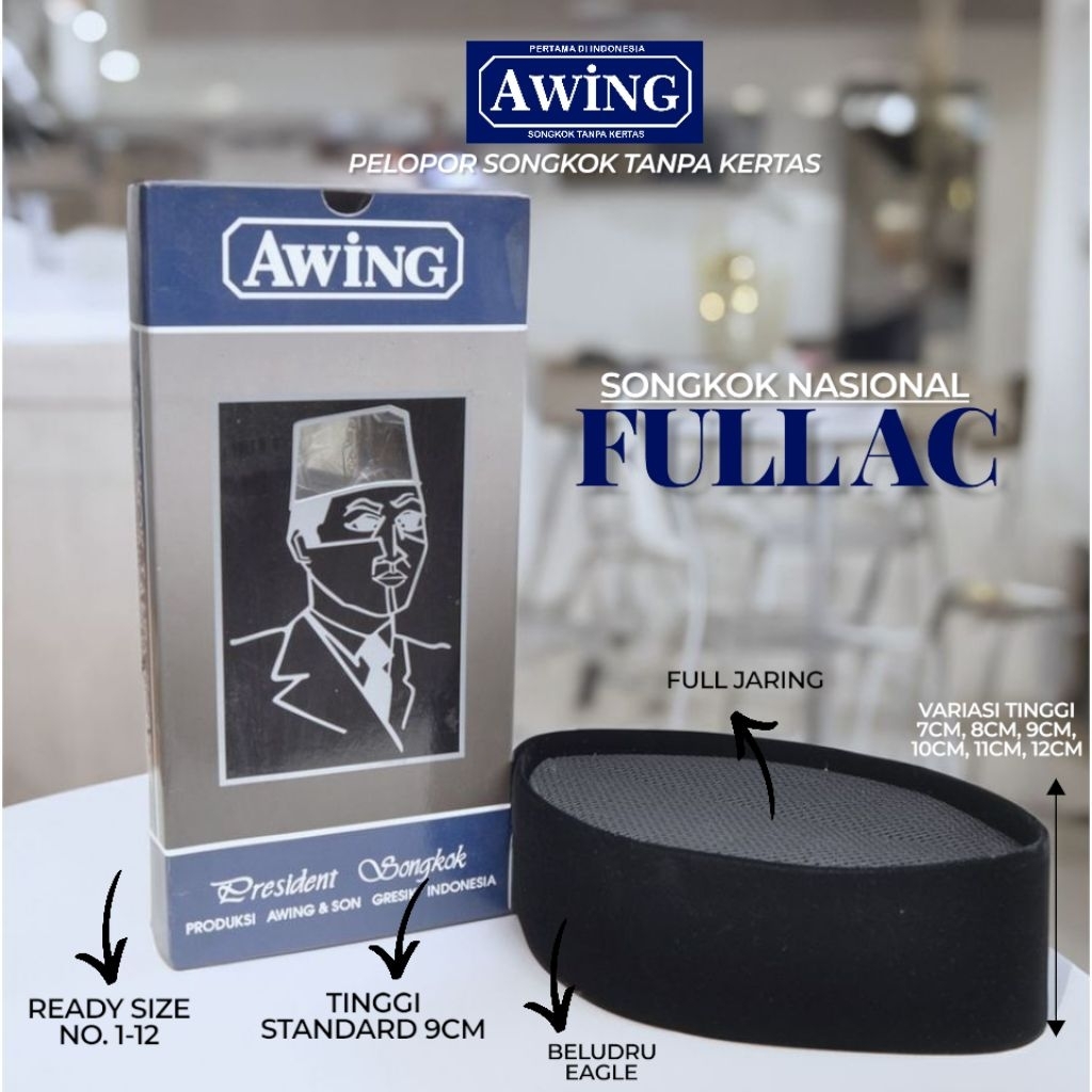 Peci Awing Songkok Hitam Awing Full AC Awing Original