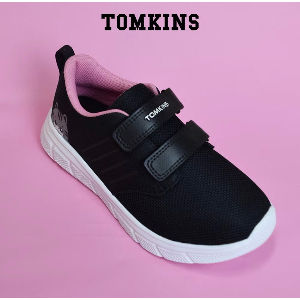 TOMKINS Luca - Black Grey Sepatu Sekolah Anak Perempuan / Preloved Sepatu Tomkins