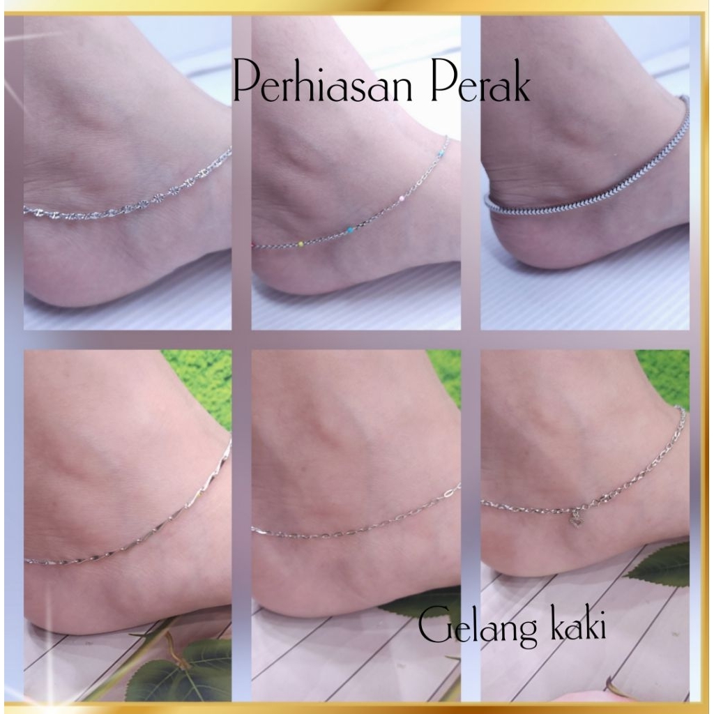 GELANG KAKI WANITA/PERAK ASLI 925 LAPIS MAS ASLI