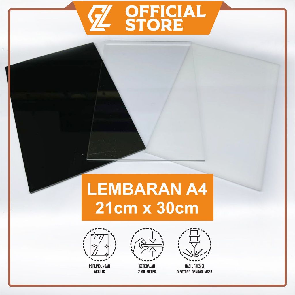 Lembaran Akrilik A4 2mm | Akrilik A4 21x30 cm | Potongan akrilik A4 | acrylic sheet A4 | akrilik A4 