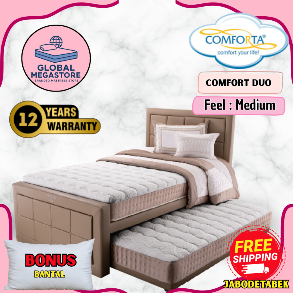 COMFORTA Kasur Springbed multibed 3 in1  COMFORT DUO  Medium  ( Kasur sorong/ Full SET lengkap denga