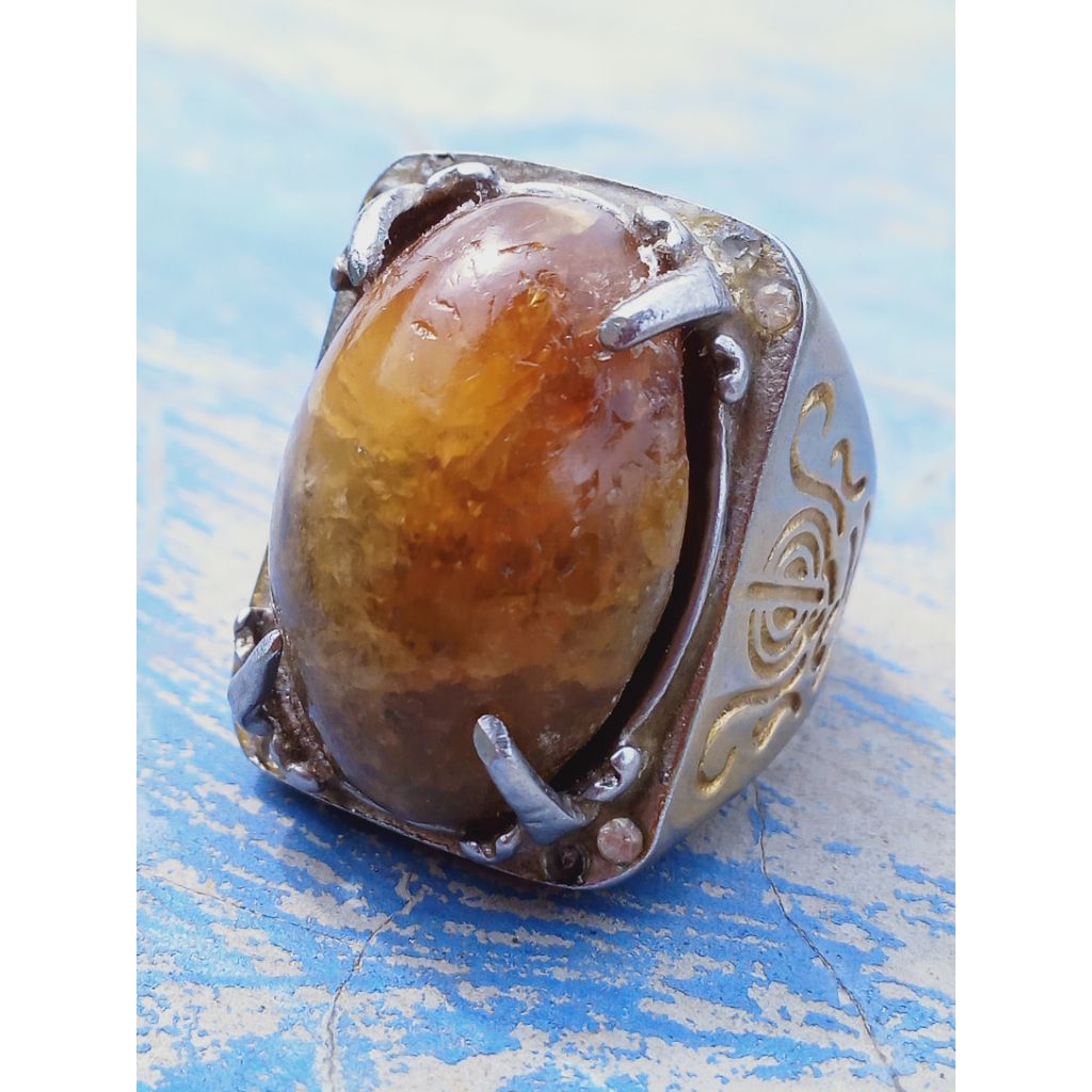 Cincin Batu Fosill ManiGajah Kristal