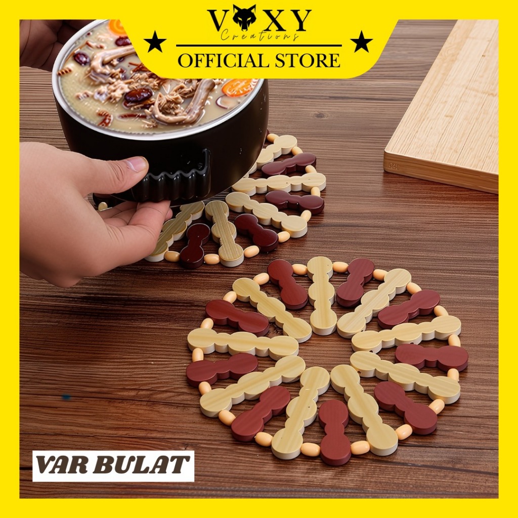 Tatakan Panci Anti Panas Bulat / Alas Piring Mangkuk / Tatakan Piring Alas Panci Bambu