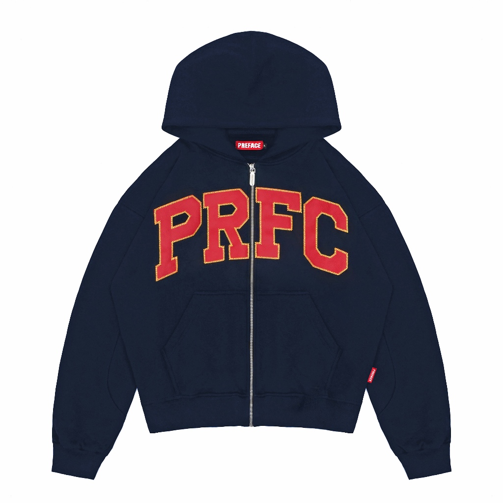 PRFC Leather Zip Hoodie Navy