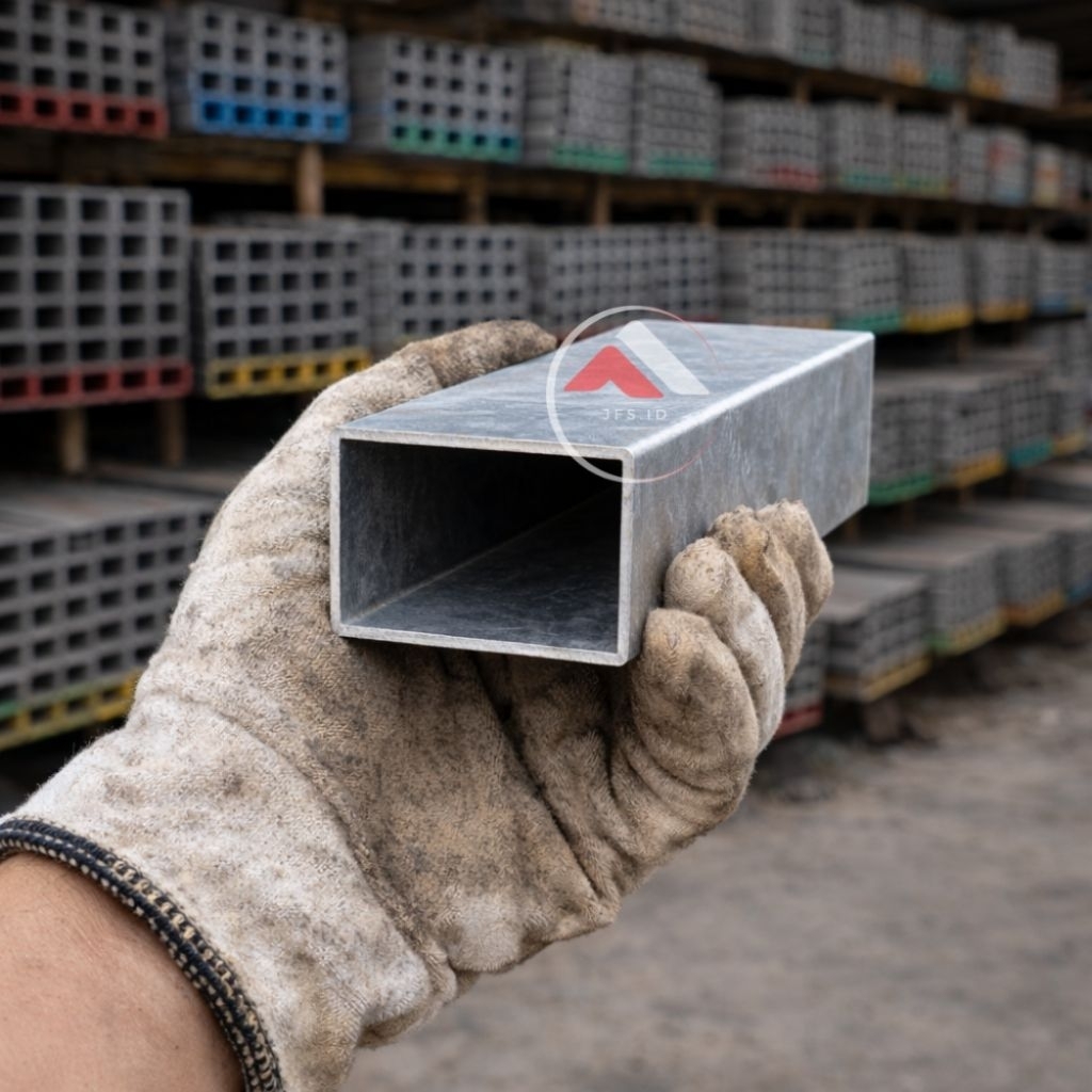 Besi Hollow Galvanis 5x10 cm | Hollow 50x100 mm | Holo Ecer | Ketebalan 1,5 mm