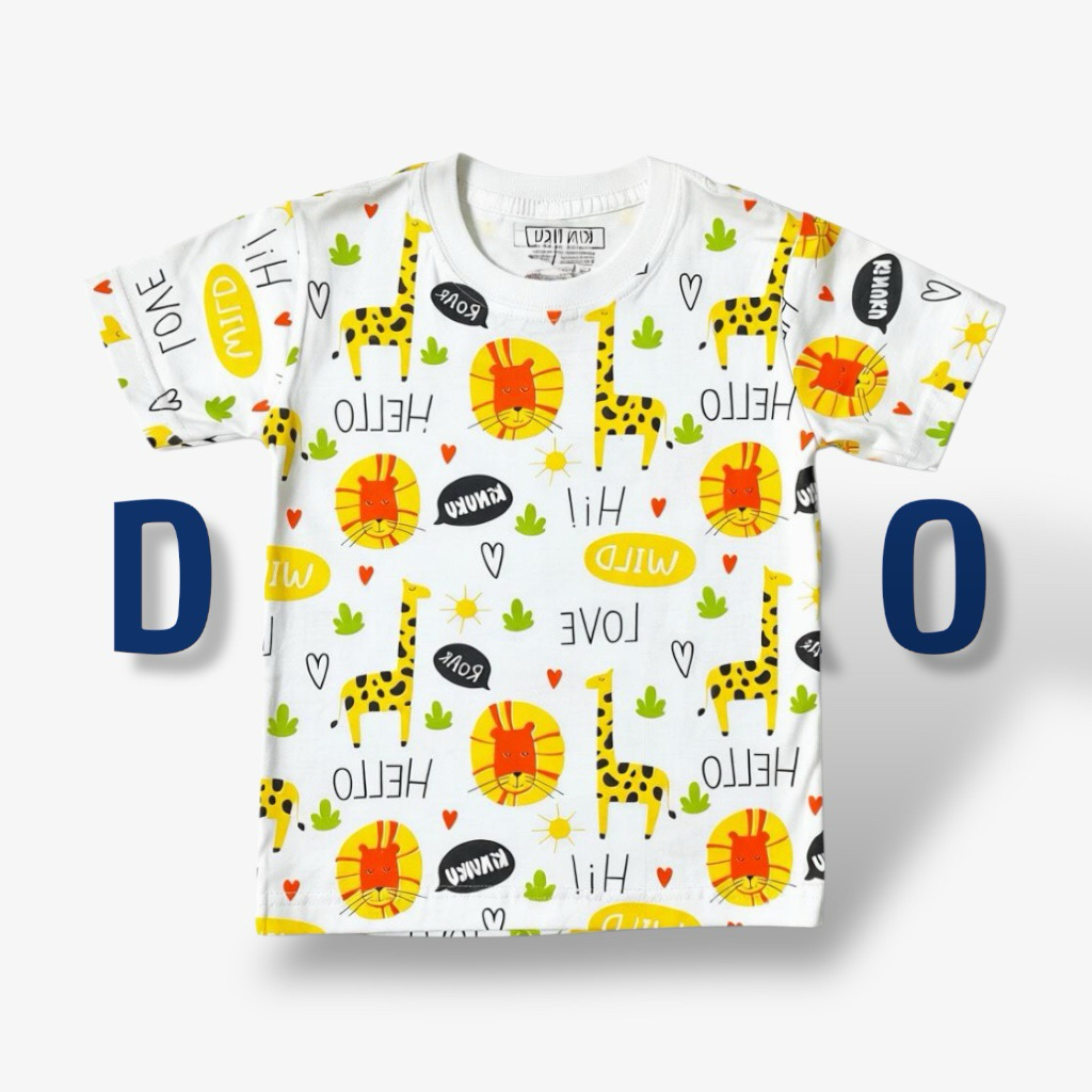 Kaos Anak Warna Putih Gambar Binatang